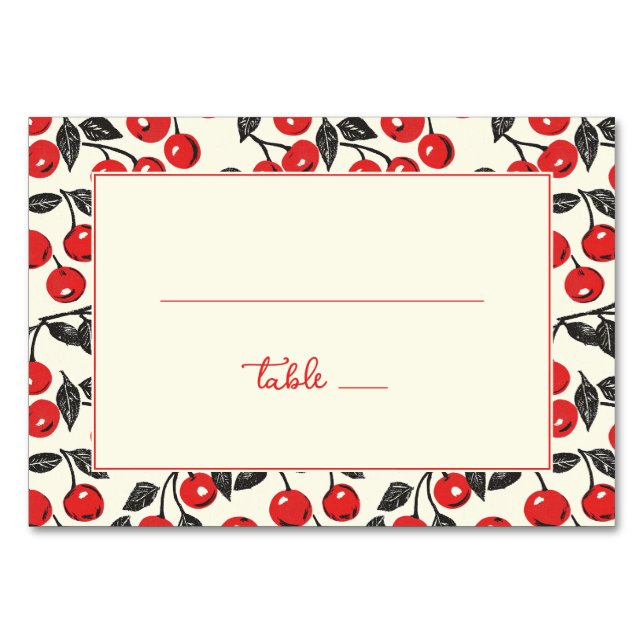 Numéro De Table Playful Red Cherry Border (Devant)