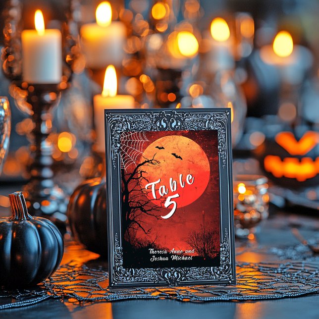 Numéro De Table Pleine lune des chauves-Mariages d'Halloween (Créateur téléchargé)