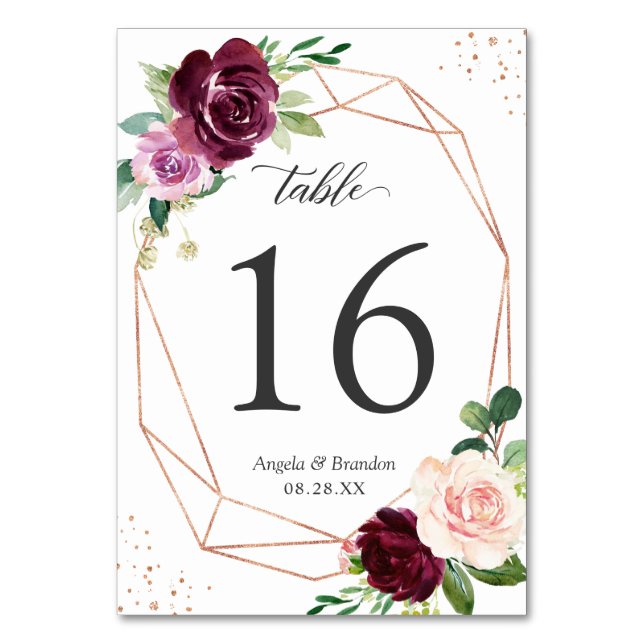 Numéro De Table Plum géométrique moderne violet violet Mariage flo (Par défaut)