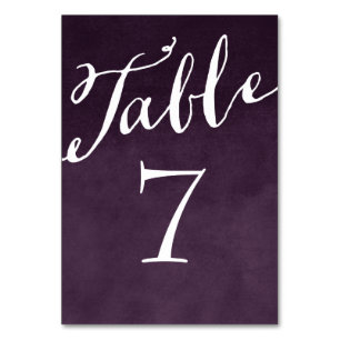 Numéro De Table Plum Purple Chic Calligraphie Numéros de tableau