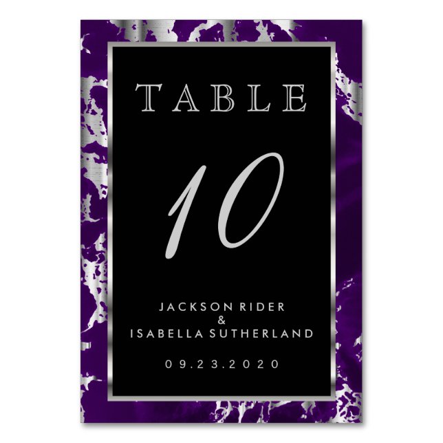 Numéro De Table Plum violet et marbre d'argent - Numéro de tableau (Par défaut)