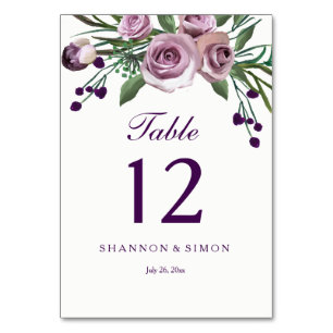 Numéro De Table Plum violet romantique Mariage floral Numéros de t