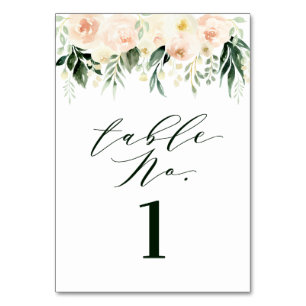 Numéro De Table Poche et crème feuille d'aquarelle + mariage de fe