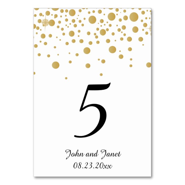 Numéro De Table Points Confetti Or 2 | Fond blanc (Par défaut)