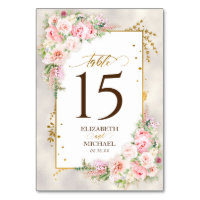 Pony rose Floral Gold Script & Mariage de cadre