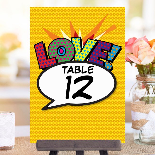Numéro de table Pop Art de bande dessinée (Comic Book Pop Art Table Number)