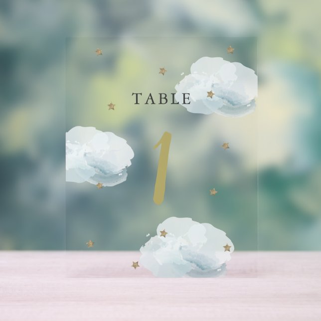 Numéro de table pour Baby Shower Étoile d'Or et Nu (Neutre)
