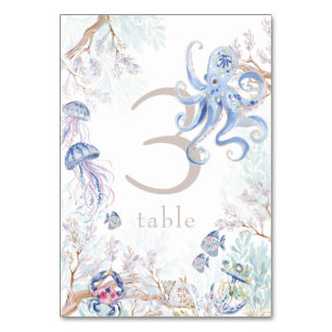 Numéro de table pour Baby Shower sur la vie marine