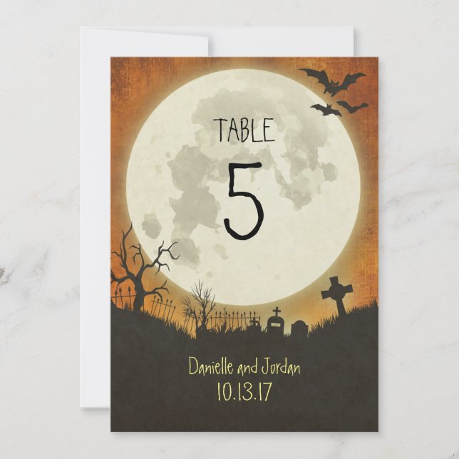 Numéro de table pour un mariage d'Halloween en ora (Devant)