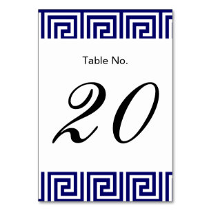 Numéro De Table Preppy Navy Bleu Blanc Clé grecque Motif