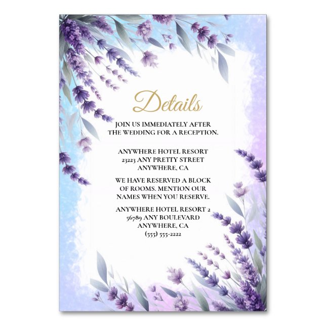 Numéro De Table Prêteurs Et Bleu Élégant Détails Floraux (Par défaut)