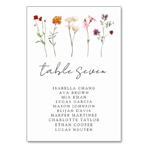 Numéro De Table Pride lesbienne Fleur sauvage minimale Mariage flo