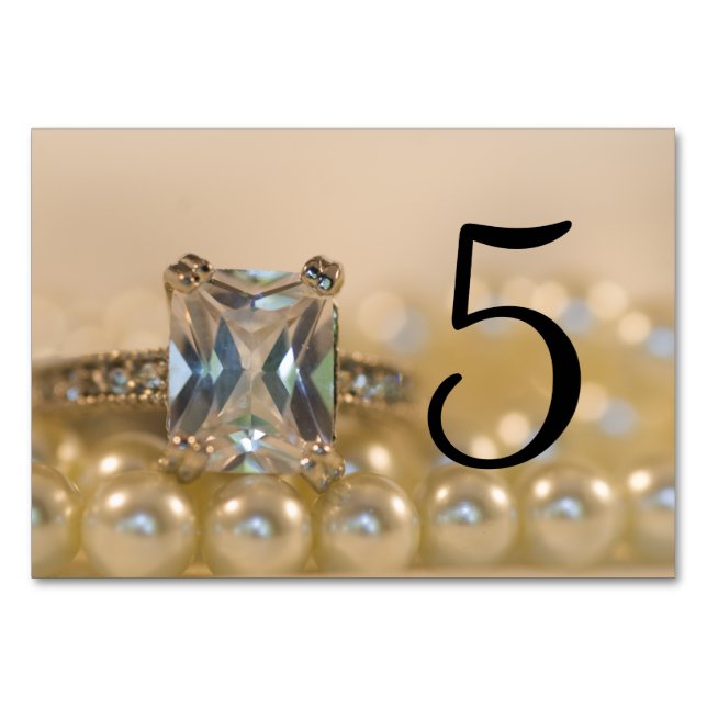 Numéro De Table Princess Diamond Ring Pearls Numéro de tableau Mar (Devant)