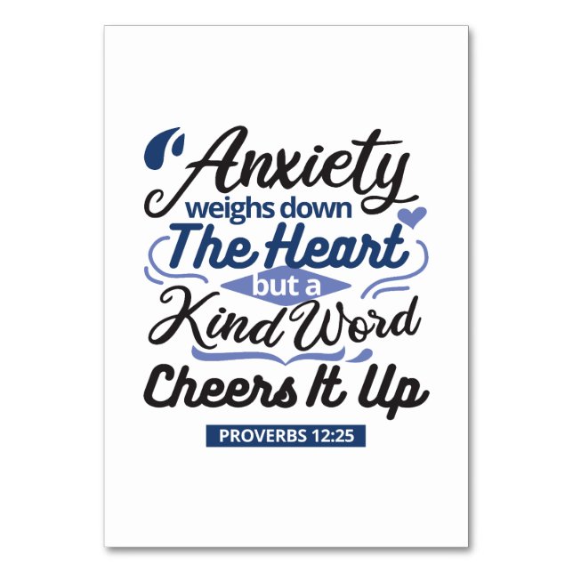 Numéro De Table Proverbs 12:25 Bible Verse – Kind Word Art (Par défaut)