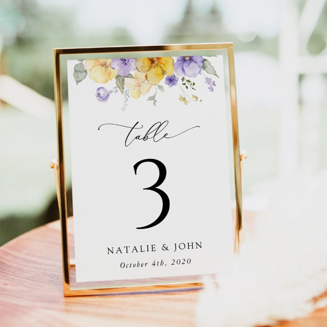 Numéro De Table Purple Flowers, Yellow Flowers, Table Numbers (Créateur téléchargé)