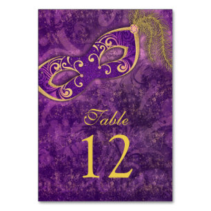 Numéro De Table Purple Gold Masquerade Ball Mardi Gras Mariage