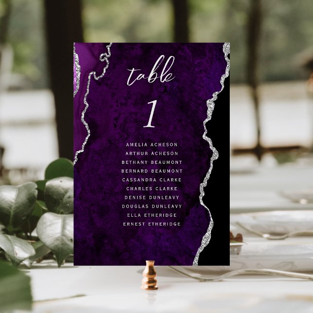Numéro De Table Purple Silver Agate Wedding (Créateur téléchargé)
