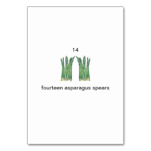 Numéro De Table Quatorze asperges lances nombre flashcards