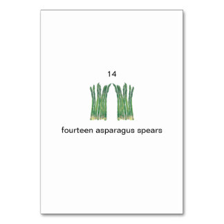 Numéro De Table Quatorze asperges lances nombre flashcards