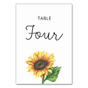 numéro de table quatre mariage tournesol