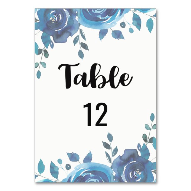 Numéro De Table Quelque chose de bleu Mariage floral aquarelle (Par défaut)