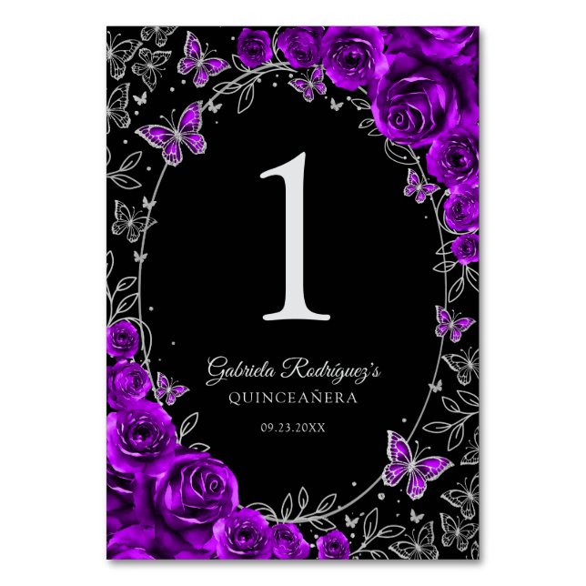 Numéro De Table Quinceanera Argent Violet (Par défaut)