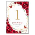 Quinceanera Floral Or Rouge