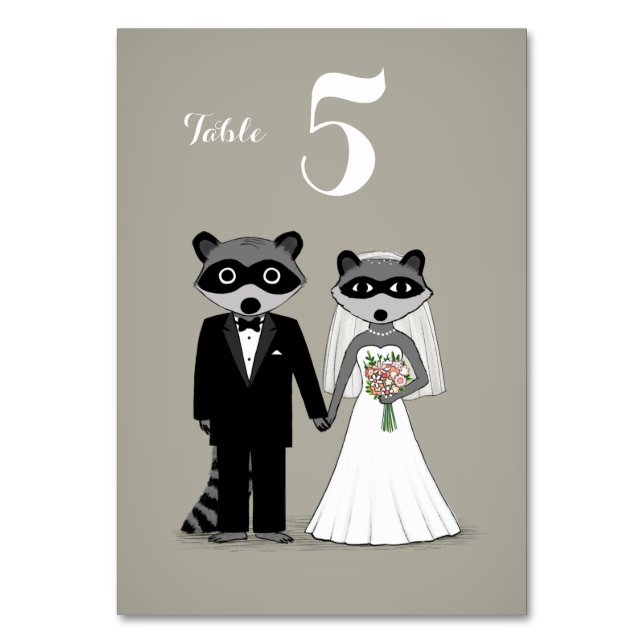 Numéro De Table Raccoons Mariée et Groom mariage réception (Par défaut)