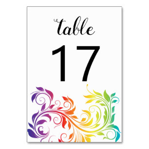 Numéro De Table Rainbow couleurs feuille de défilement gay lesbien