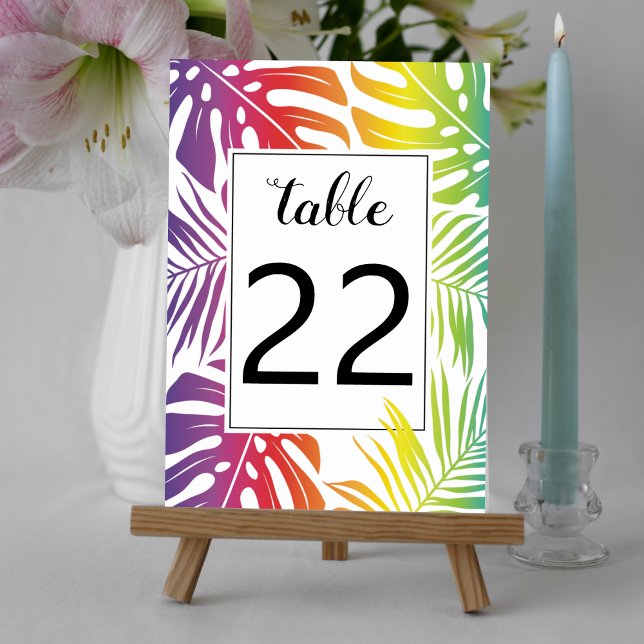 Numéro De Table Rainbow couleurs feuille motif gay lesbienne maria (Créateur téléchargé)