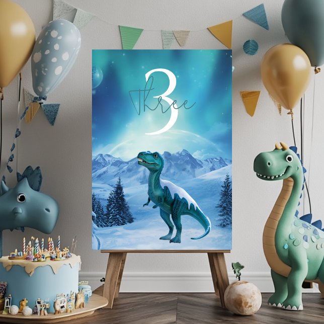 Numéro De Table RAWR Sous les lumières Dinosaur Anniversaire d'hiv (Créateur téléchargé)
