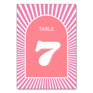Numéro De Table Rayons de soleil roses rétro super les années 70 i