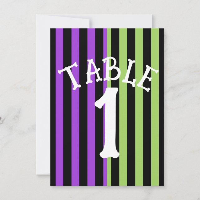 Numéro de Table Rayure Halloween Vert Violet & Noi (Devant)