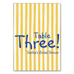 Numéro De Table Rayure jaune gras Mariage
