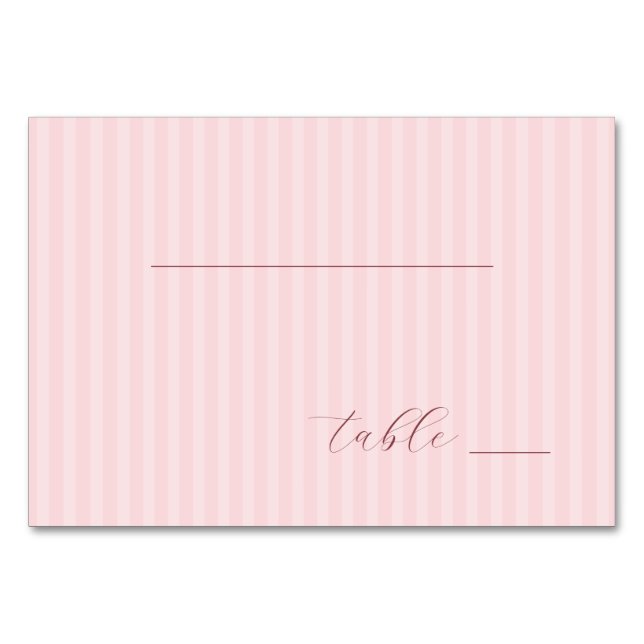Numéro De Table Rayures Rose Sérénité (Devant)