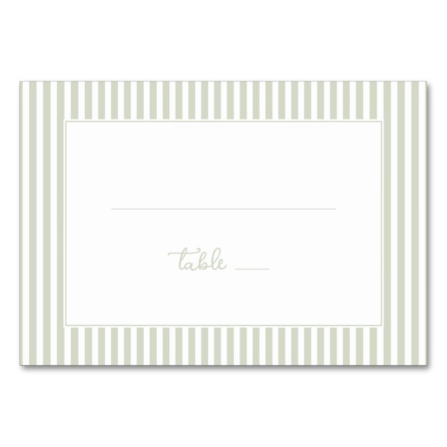 Numéro De Table Rayures vert pâle tranquilles (Devant)