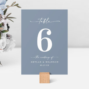 Numéro De Table Réception de mariage bleu foncé couleur simple