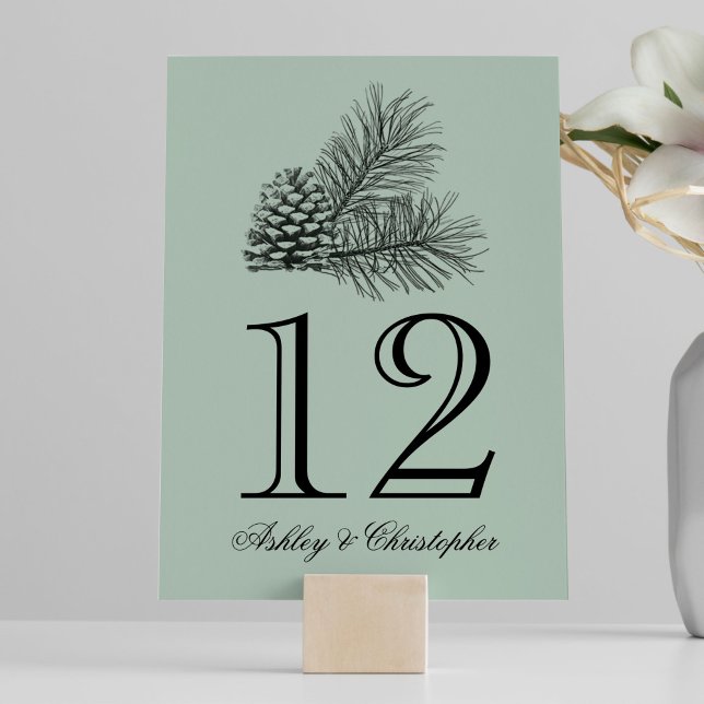 Numéro De Table Réception de mariage du cône de pin rustique Numér (Créateur téléchargé)
