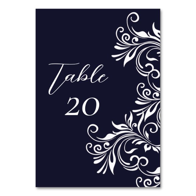 Numéro De Table Réception de mariage élégante bleu marine et blanc (Par défaut)