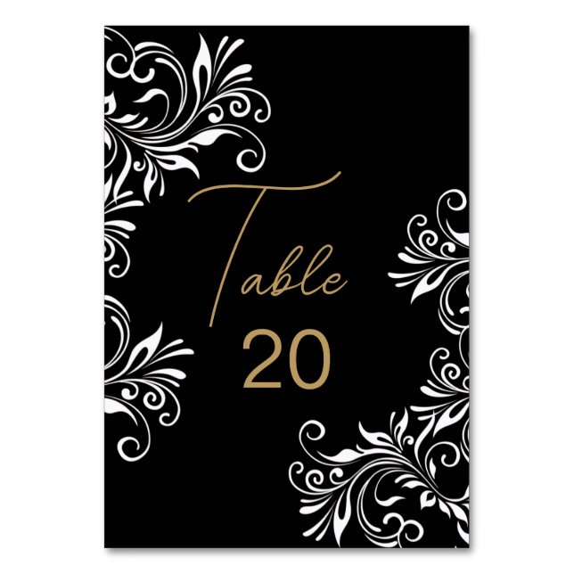 Numéro De Table Réception de mariage en or et noir (Par défaut)