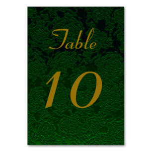 Numéro De Table Réception de mariage en or Hunter Green