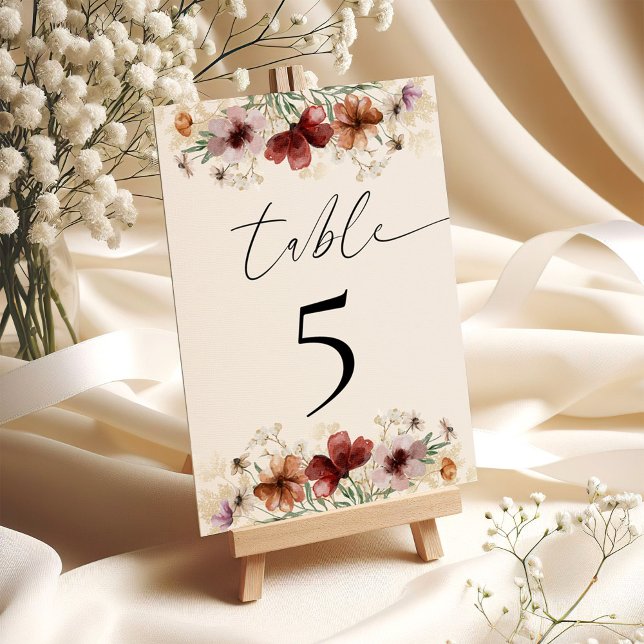 Numéro De Table Réception de mariage Fleur sauvage Boho (Créateur téléchargé)