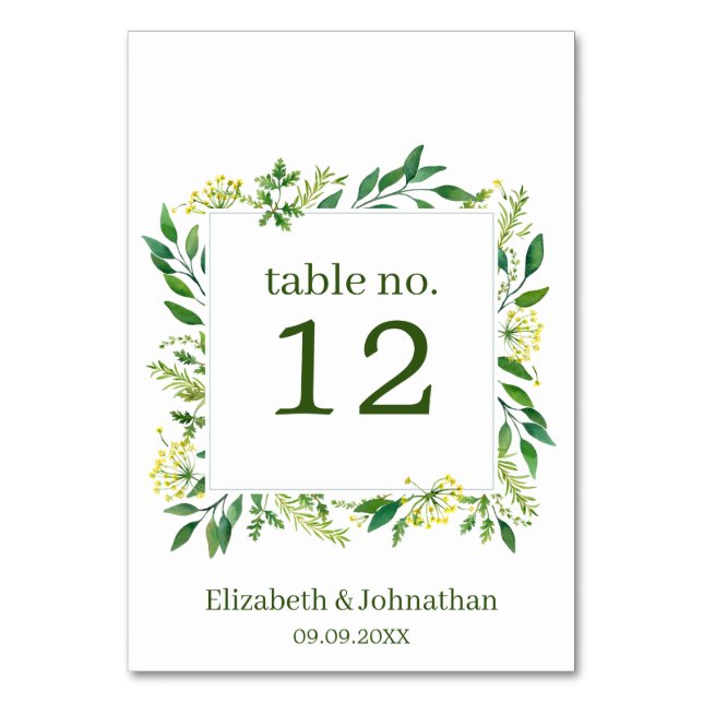 Numéro De Table Réception de mariage pour plantes vertes de printe (Par défaut)