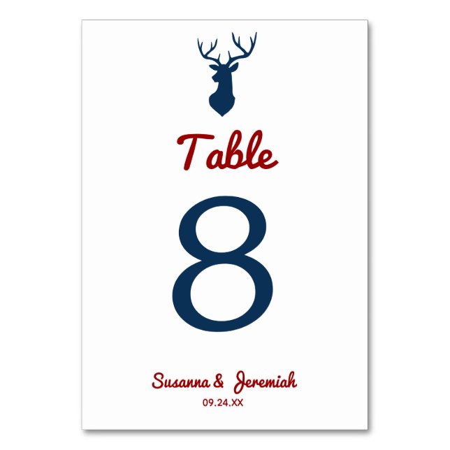 Numéro De Table Réception de mariage rustique rouge et bleu Buck D (Par défaut)
