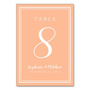 Numéro De Table Réception de mariage simple et moderne pêche minim