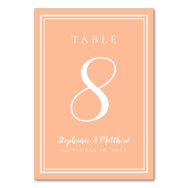 Numéro De Table Réception de mariage simple et moderne pêche minim (Par défaut)