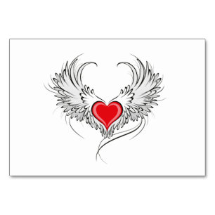 Numéro De Table Red Angel Coeur avec ailes