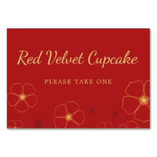 Numéro De Table Red Gold Cherry Blossoms Buffet Étiquette alimenta