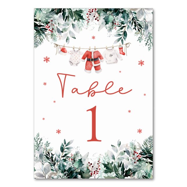 Numéro De Table Red Père Noël Baby Christmas Baby Clothes Baby sho (Par défaut)