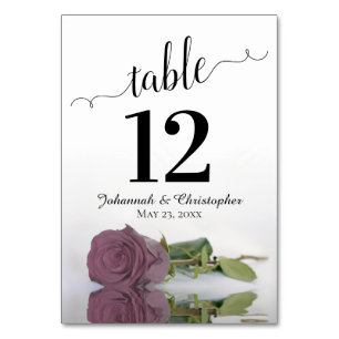 Numéro De Table Reflet Dusty Mauve Rose rose Élégant Mariage